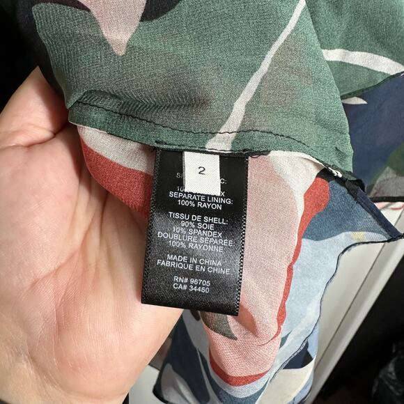 Rebecca Taylor Botanical Garden Mock Neck Blouse Size 2 Black Combo Silk Blend - Picture 11 of 14